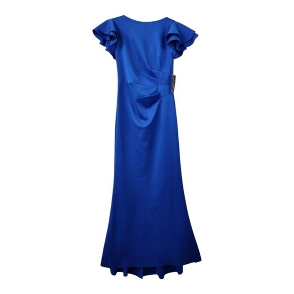 Jessica Howard Scuba Royal Blue Formal Maxi Length Side Ruched Cocktail Dress